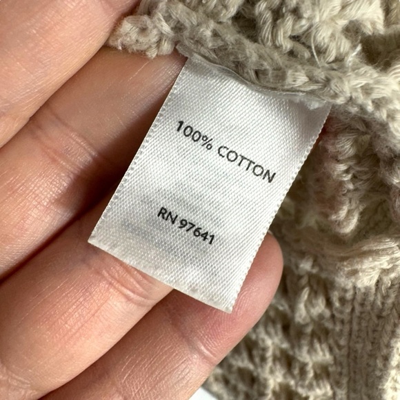 4 for $40 SALE!J Jill Crocheted Split V Neck Fisherman's Sweater, Cream, Size S - Picture 5 of 9